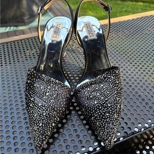 Badgley Mischka Black and Silver Embellished Heels